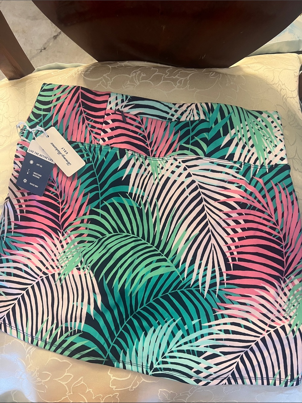Tommy Bahama Tropical Palm Skort– Pink Green Palm Leaves golf and tennis NWT